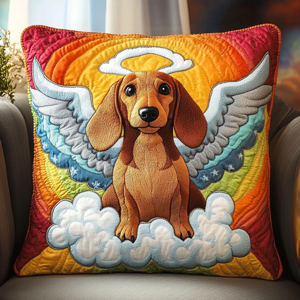 Dachshund Angel DAI090125370 Quilted Pillow Case