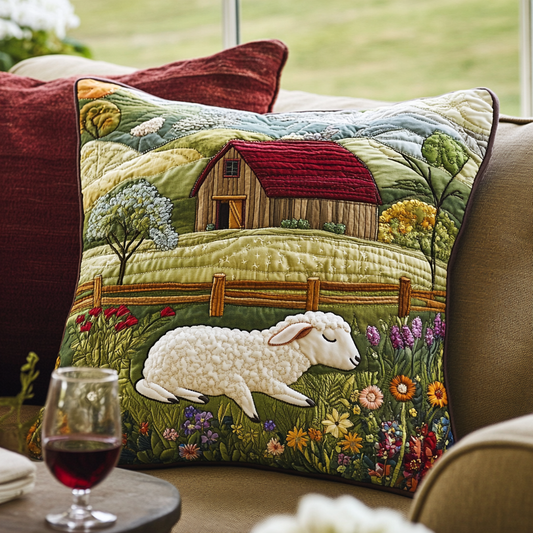 Farm House Sheep DAI150125144 Quilted Pillow Case