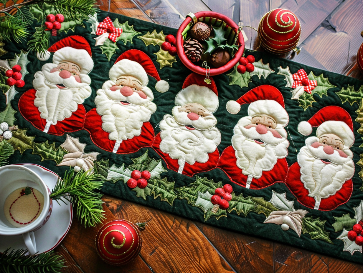 Christmas Santa TAI111124383 Quilted Table Runner