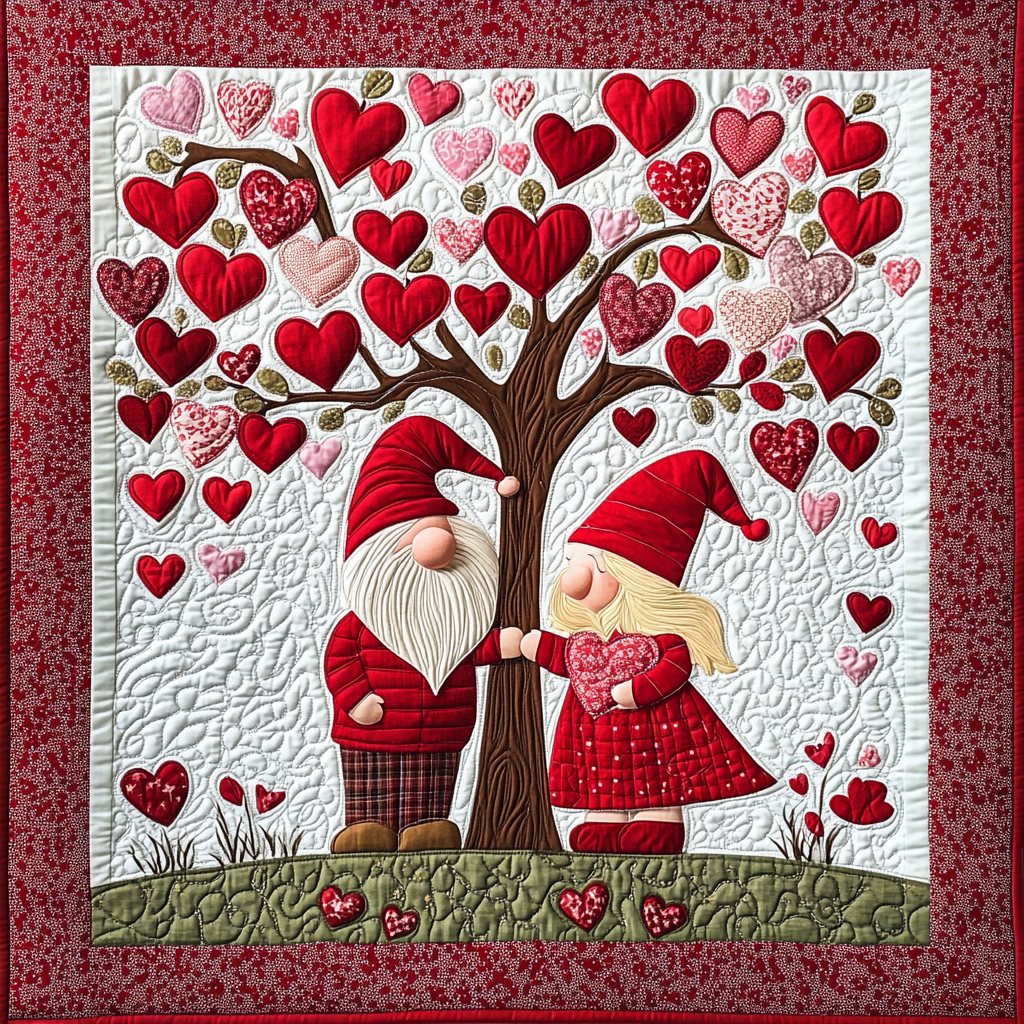 Valentine Gnome DAI241224297 Quilt Blanket