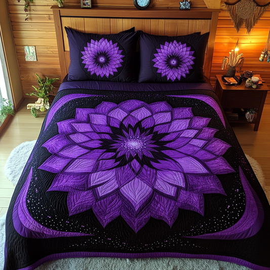 Purple Flower TAI080824129 Quilt Bedding Set