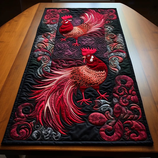 Rooster TAI07122321 Quilted Table Runner