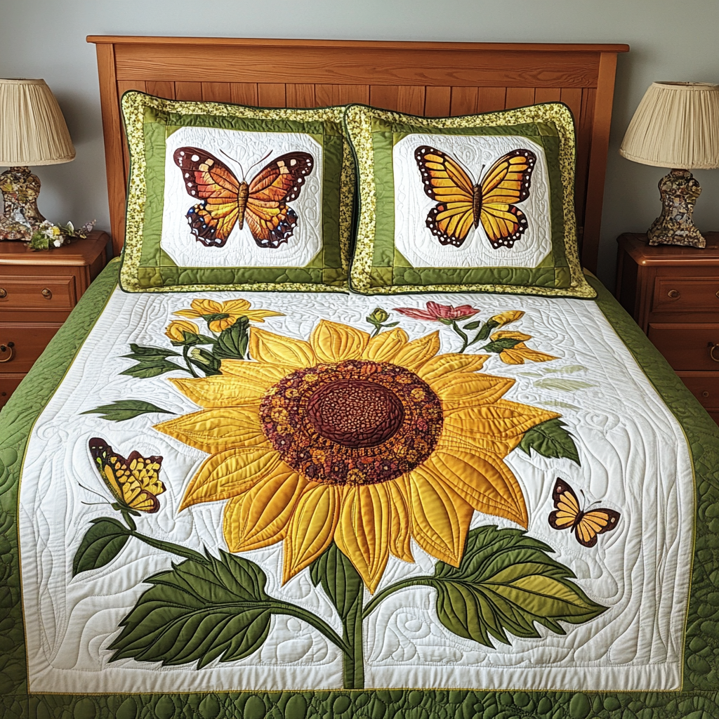 Sunflower Butterfly DAI280824145 Quilt Bedding Set