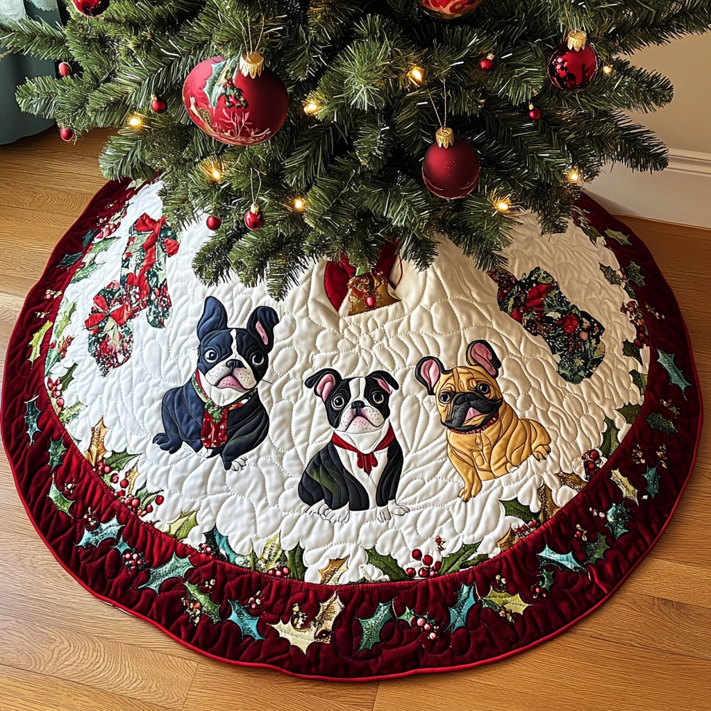 French Bulldog TAI041024184 Quilted Tree Skirt