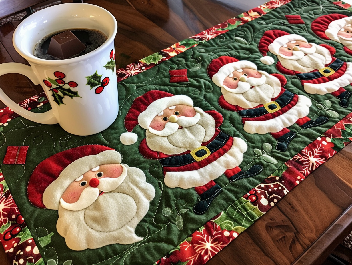 Christmas Santa TAI111124379 Quilted Table Runner