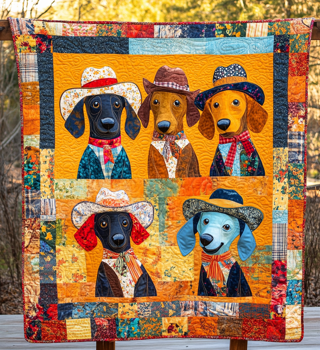 Cowboy Dachshund DAI241224393 Quilt Blanket