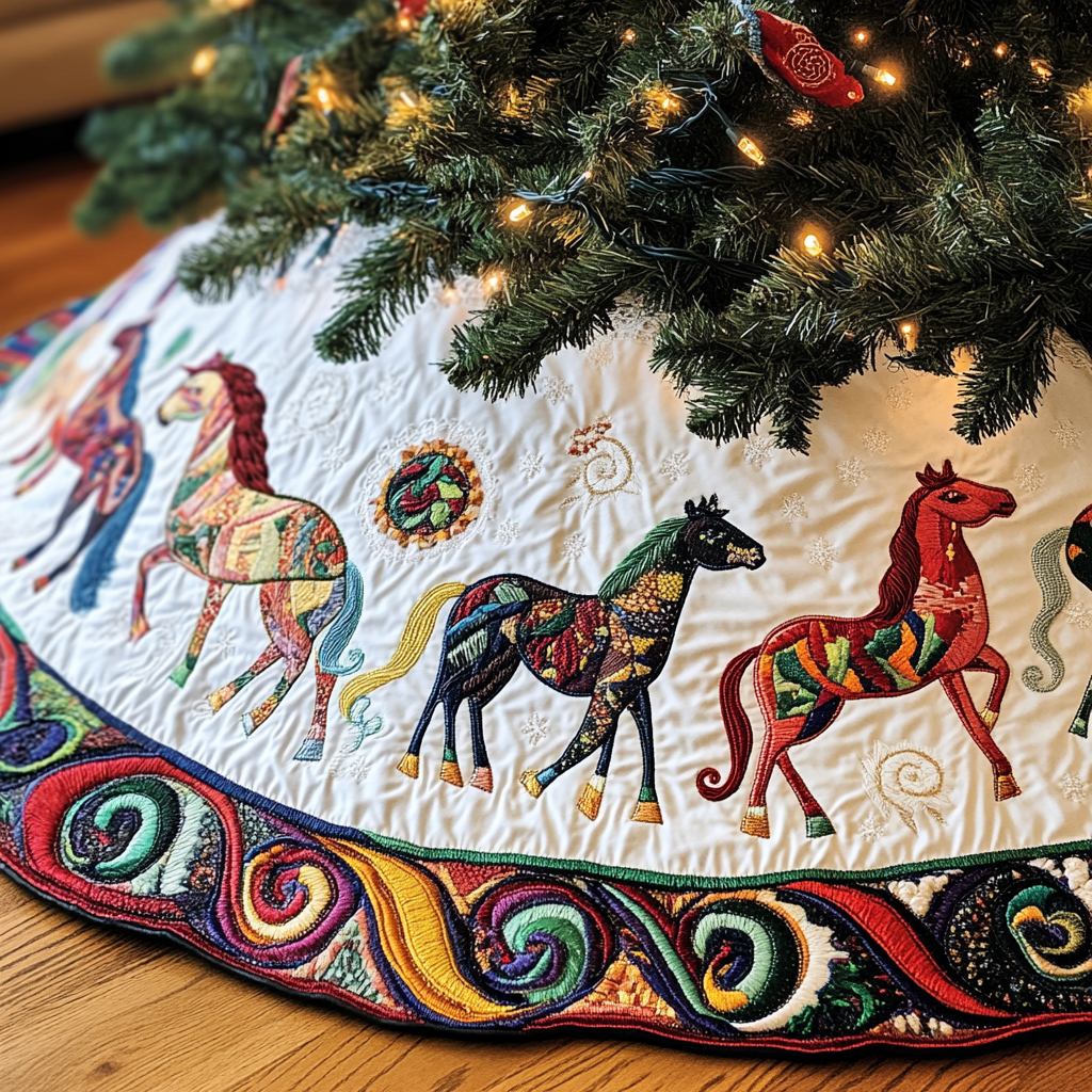 Horse TAI091024369 Quilted Tree Skirt