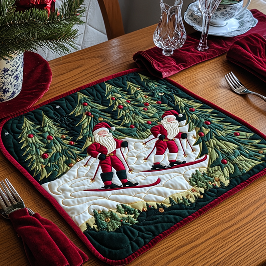 Skiing Santa DAI181124113 Quilted Placemats