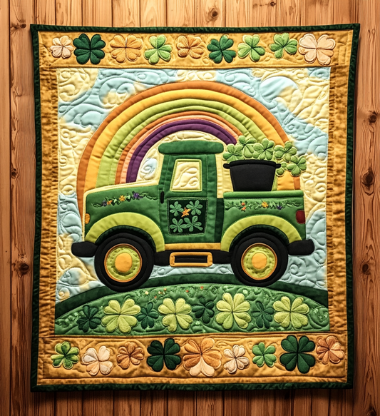 St Patrick's Day Truck DAI241224464 Quilt Blanket