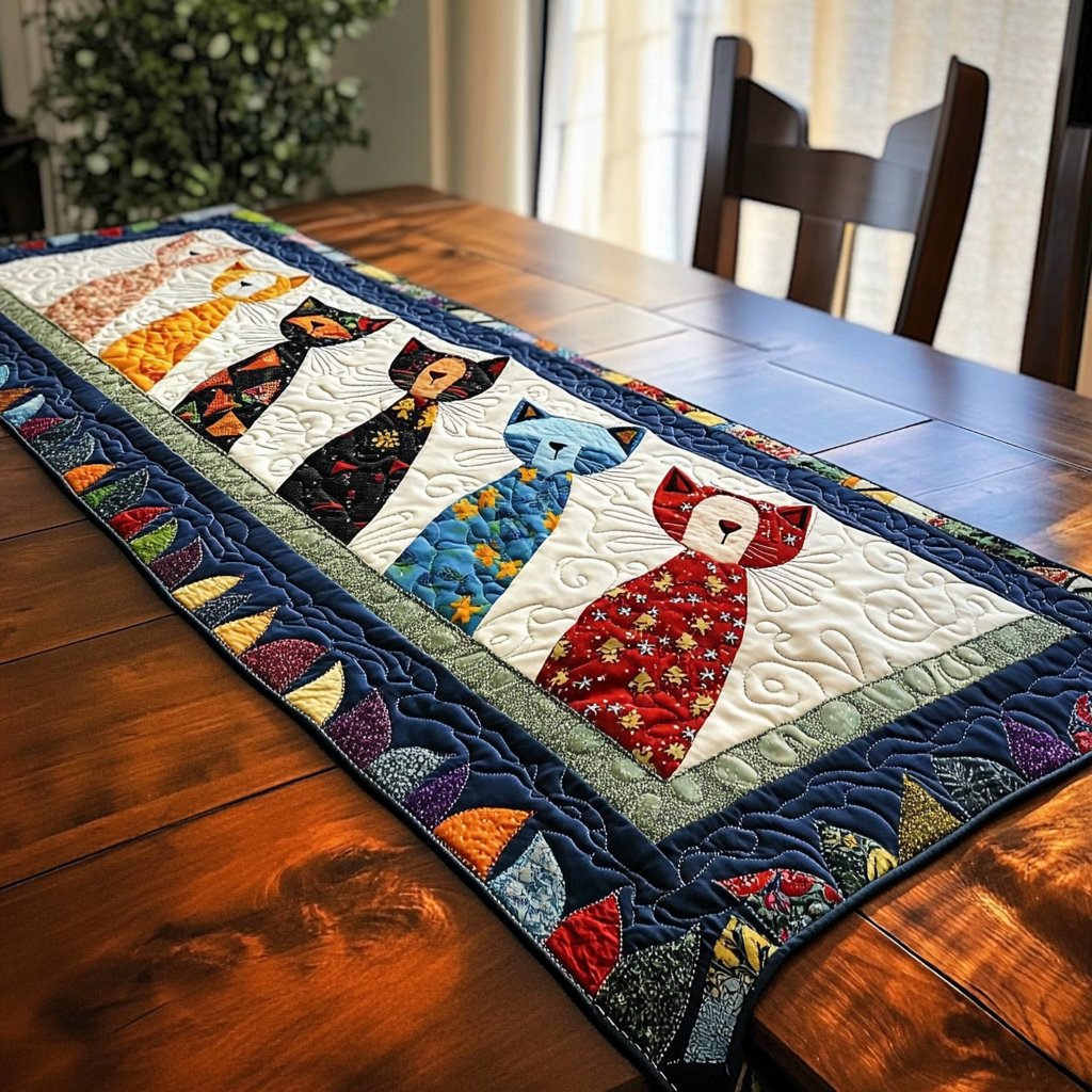 Cat TAI260924133 Quilted Table Runner