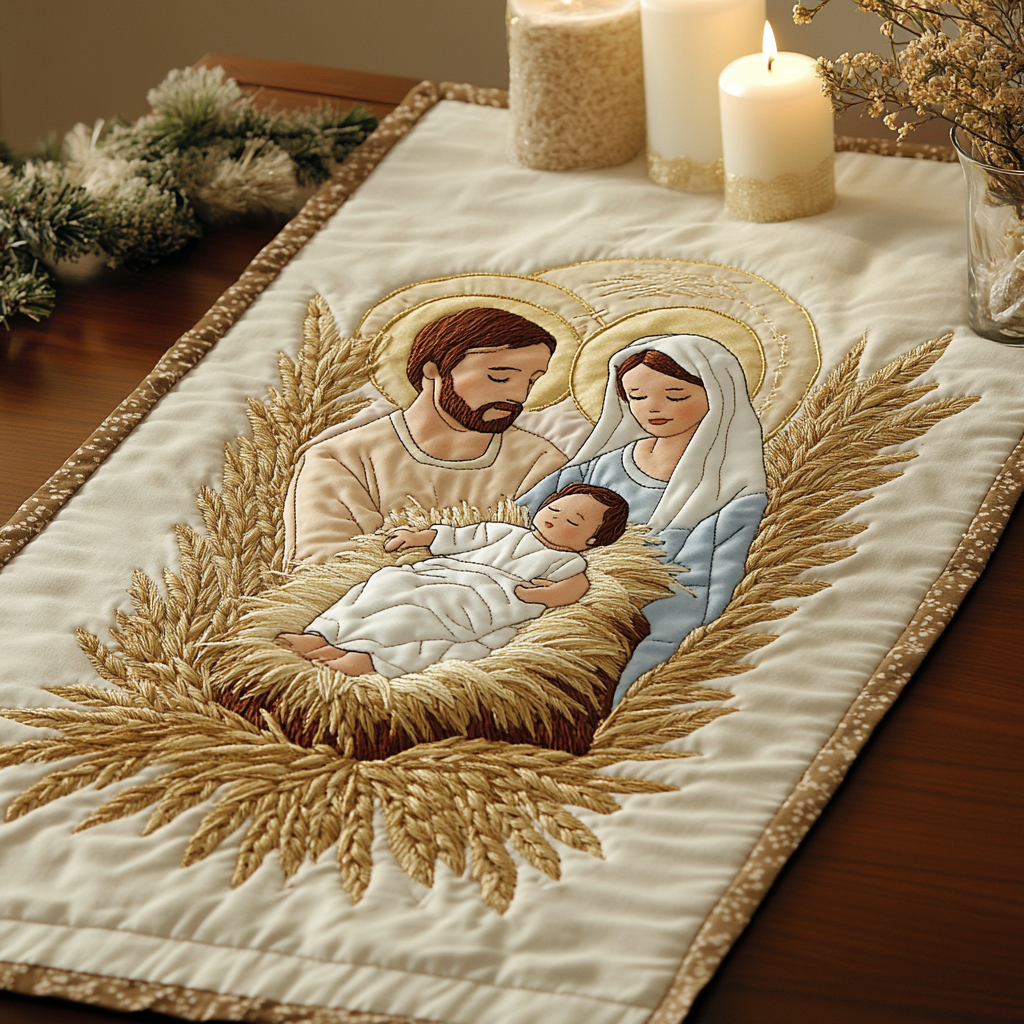 Nativity TAI111124326 Quilted Table Runner