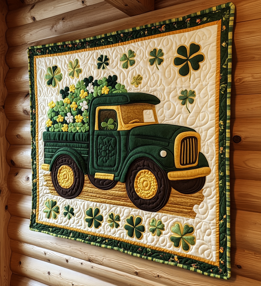 St Patrick's Day Truck DAI241224460 Quilt Blanket