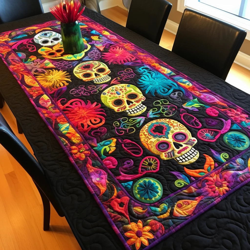 Sugar Skull TAI260224325 Quilted Table Runner