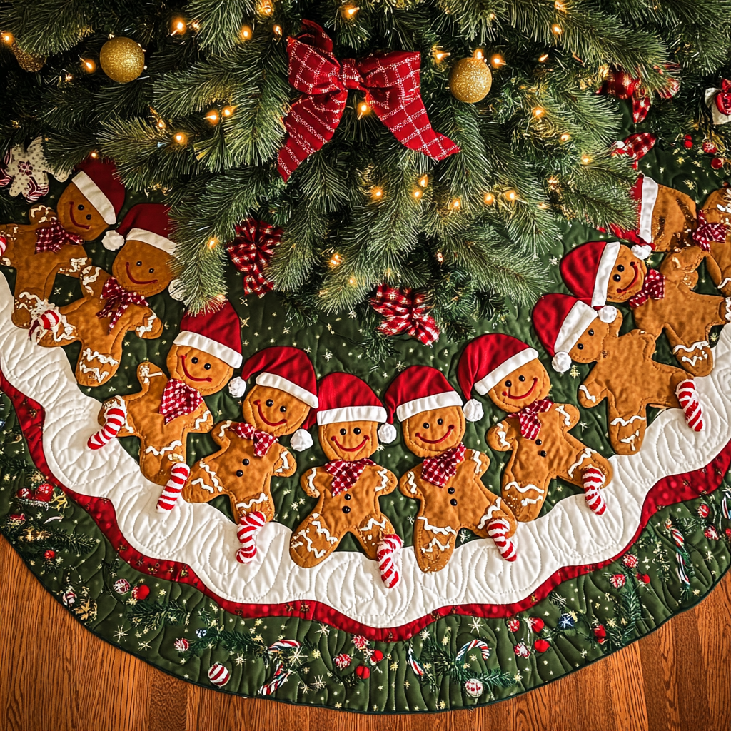 Christmas Gingerbread Men TAI041024162 Quilted Tree Skirt