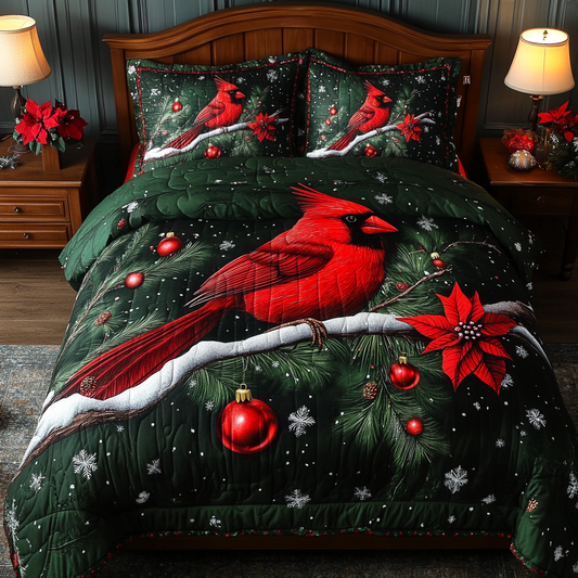 Christmas Cardinal TAI201124283 Quilt Bedding Set