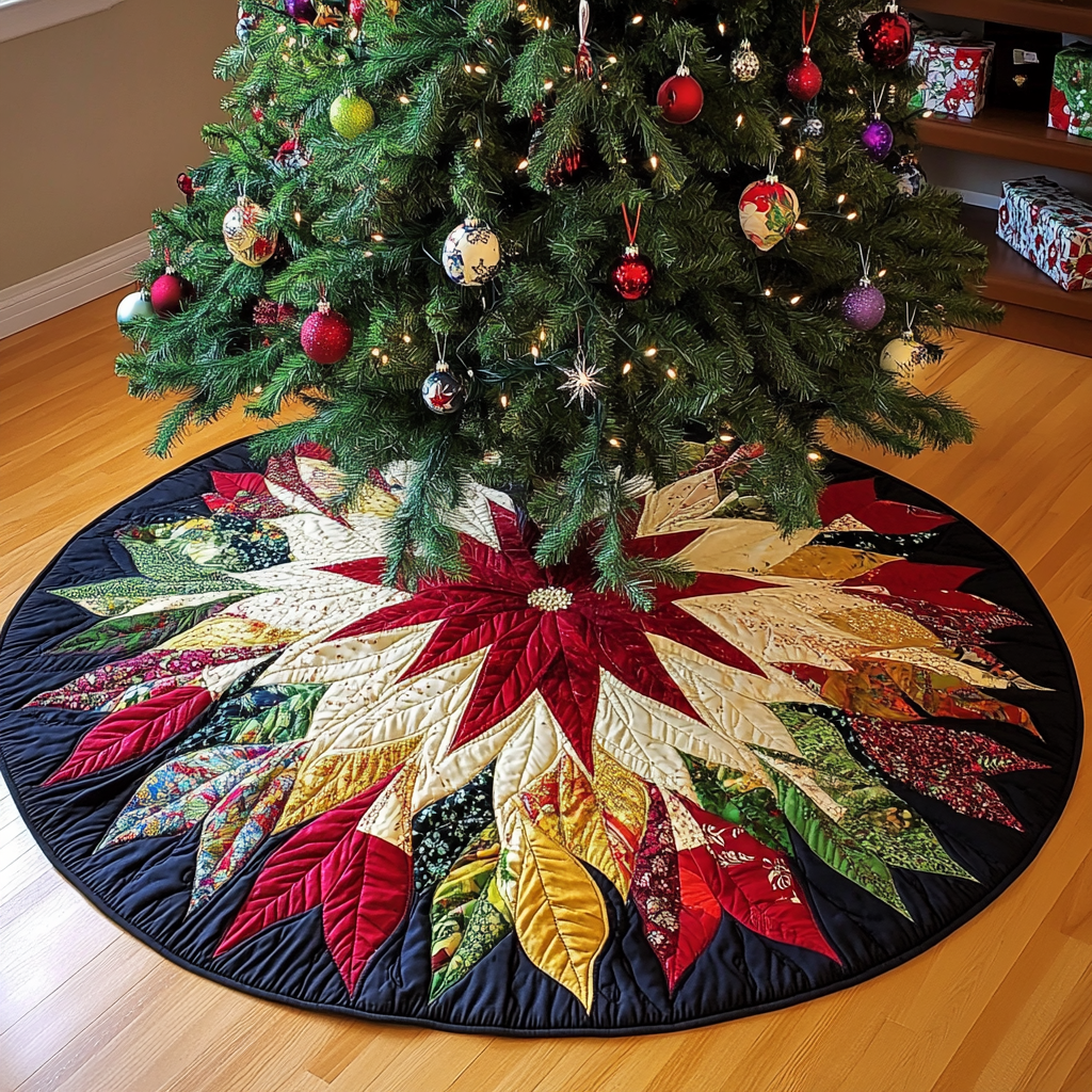 Christmas Poinsettia TAI021024156 Quilted Tree Skirt