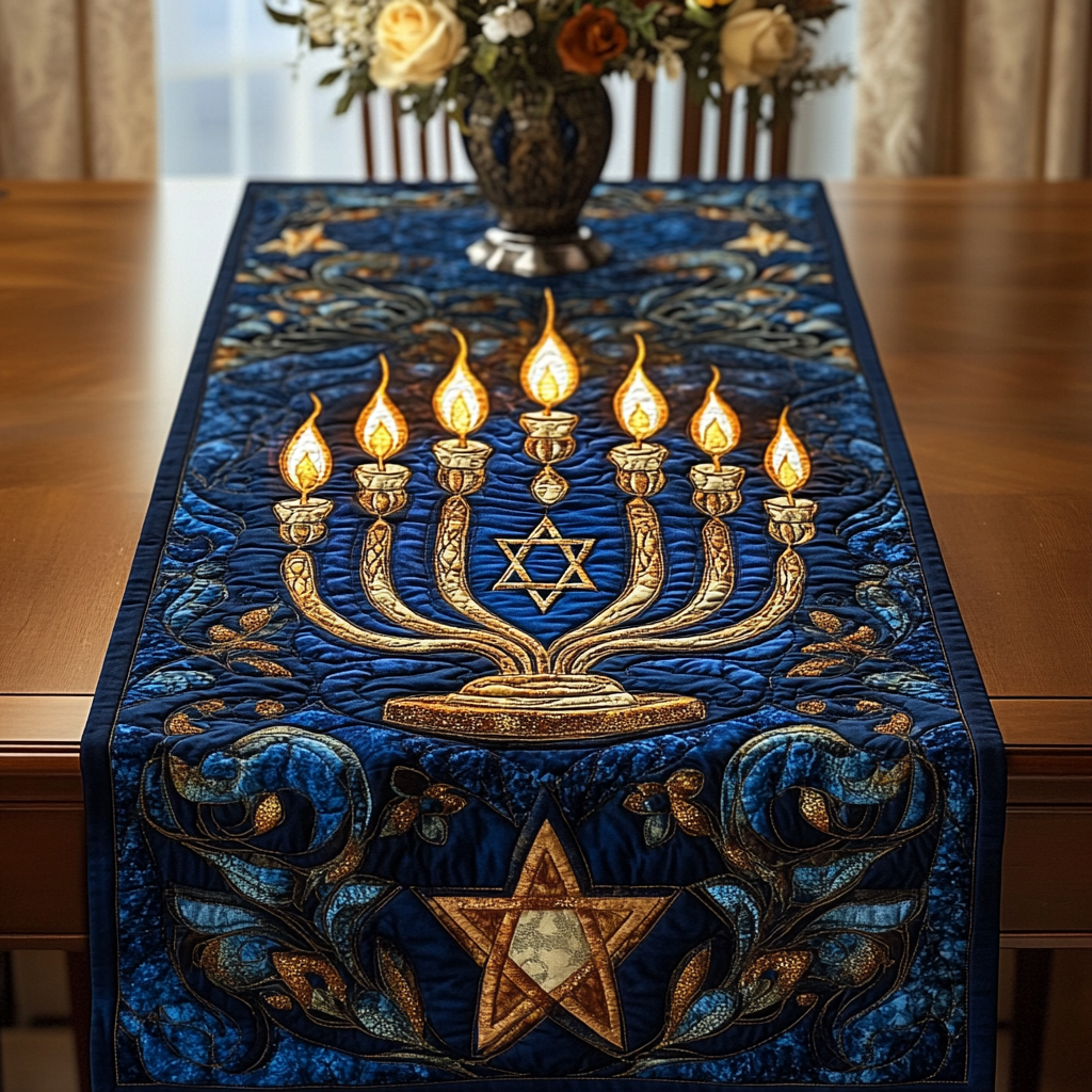 Jewish Hanukkah TAI091024396 Quilted Table Runner