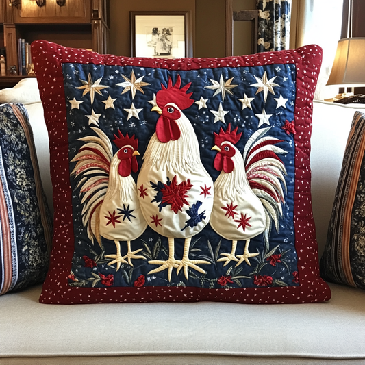 Patriotic Rooster DAI110225305 Quilted Pillow Case