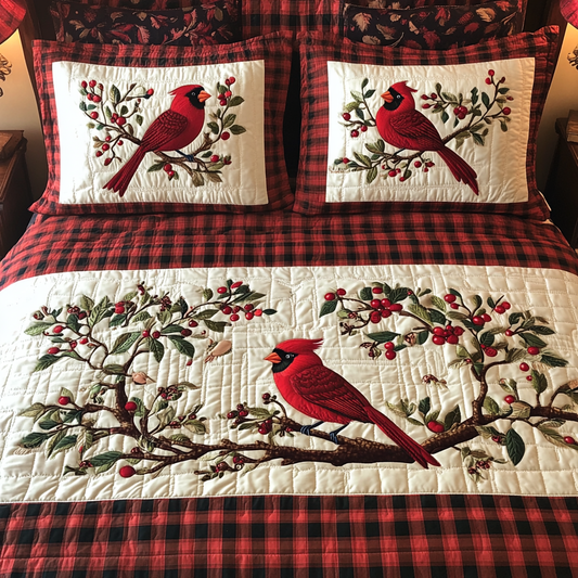 Christmas Cardinal TAI181024285 Quilt Bedding Set