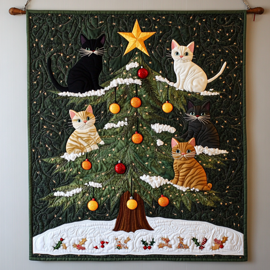 Christmas Tree Cat DAI231124002 Quilt Blanket