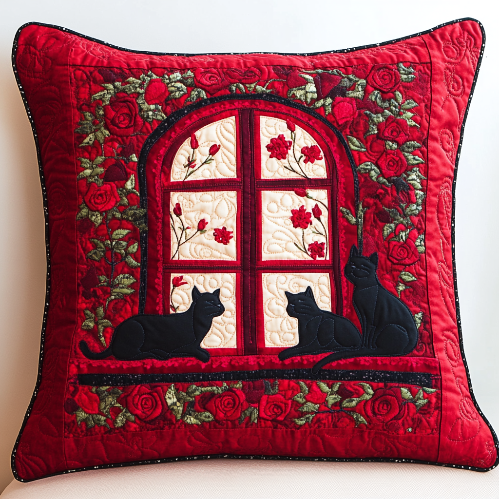 Cat In The Window DAI040225359 Quilted Pillow Case