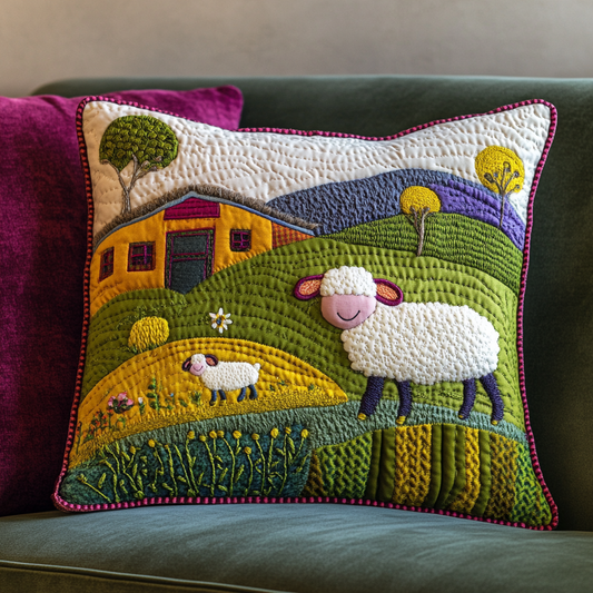 Farm House Sheep DAI150125139 Quilted Pillow Case