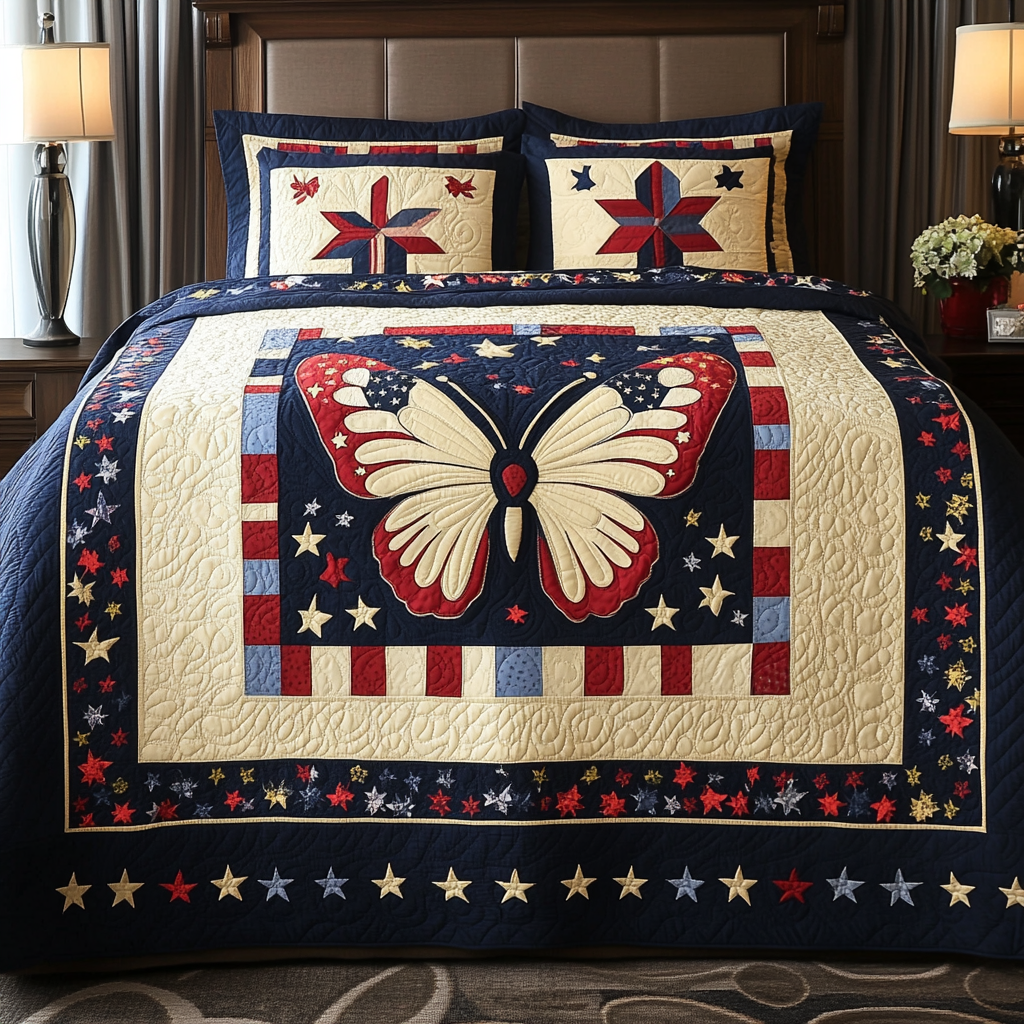 Patriotic Butterfly DAI280824299 Quilt Bedding Set