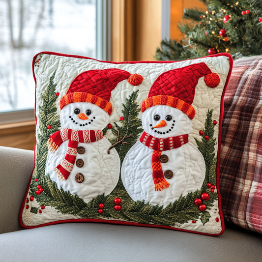 Christmas Snowman TAI141124348 Quilted Pillow Case