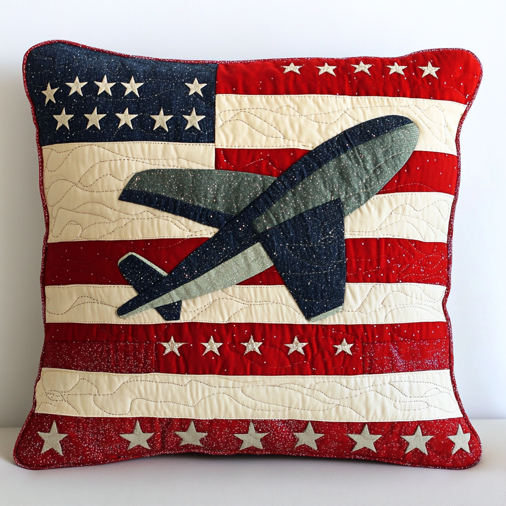 Patriotic Airplane DAI301224158 Quilted Pillow Case