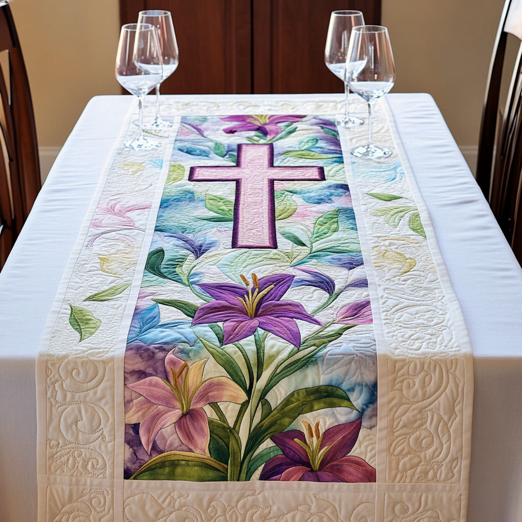 Easter Lily Cross DAI190225302 Quilted Table Runner