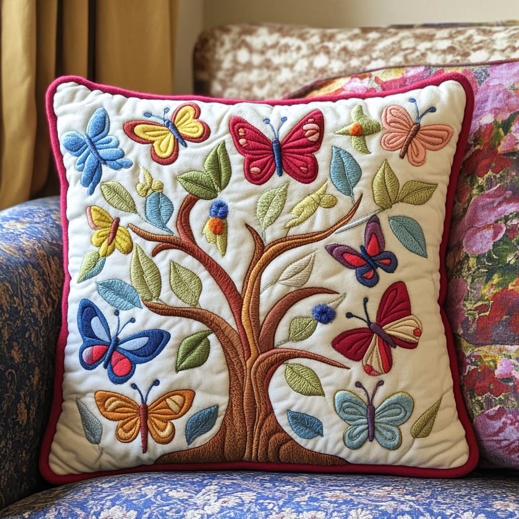 Butterfly Tree Of Life DAI150125158 Quilted Pillow Case