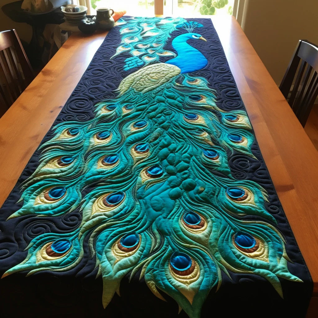 Peacock TAI260224489 Quilted Table Runner