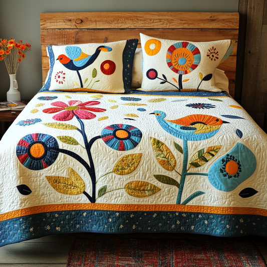 Birds In Flower Garden TAI251124030 Quilt Bedding Set