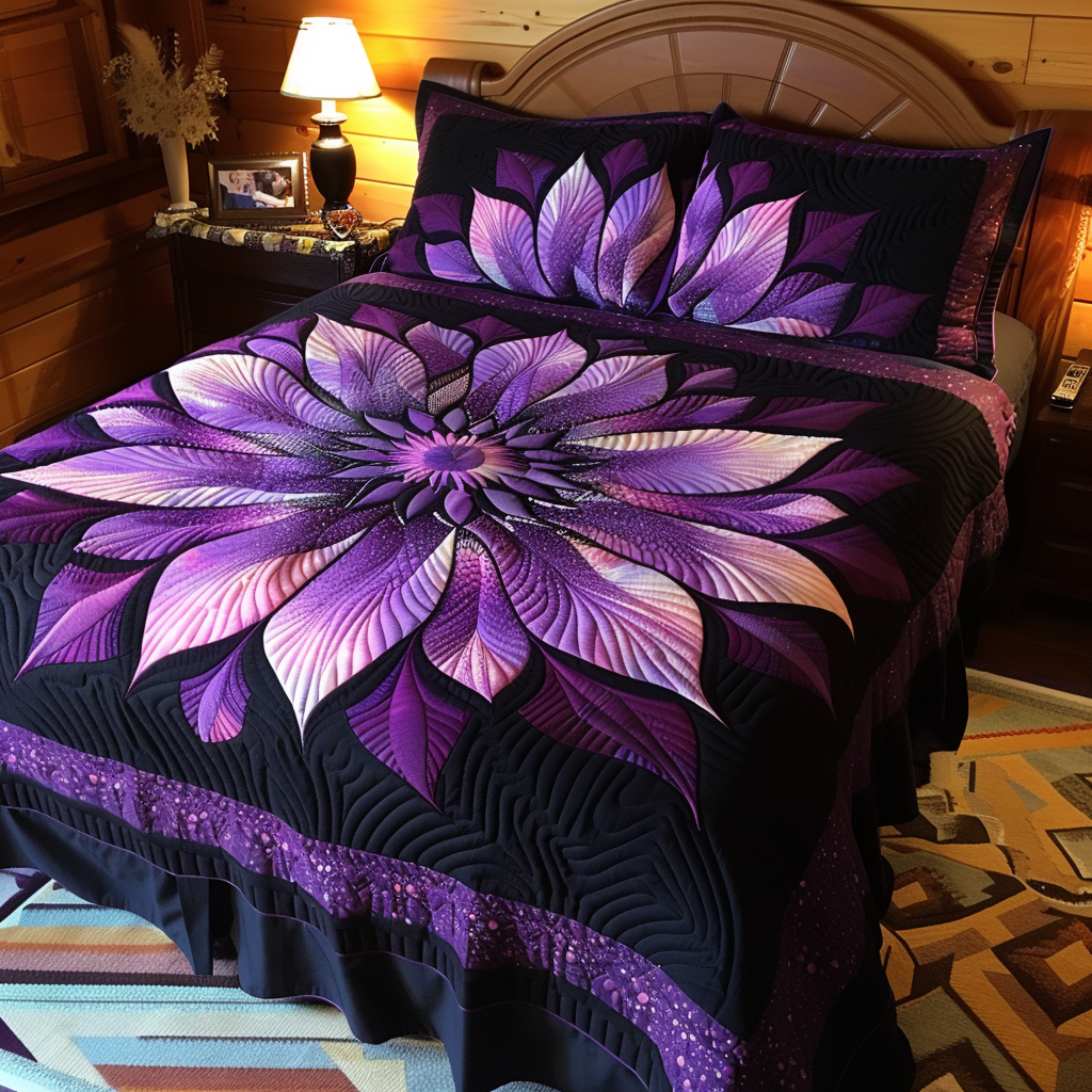 Purple Flower TAI251124130 Quilt Bedding Set