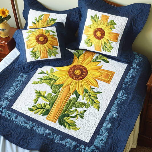 Sunflower Christian Cross DAI280824141 Quilt Bedding Set