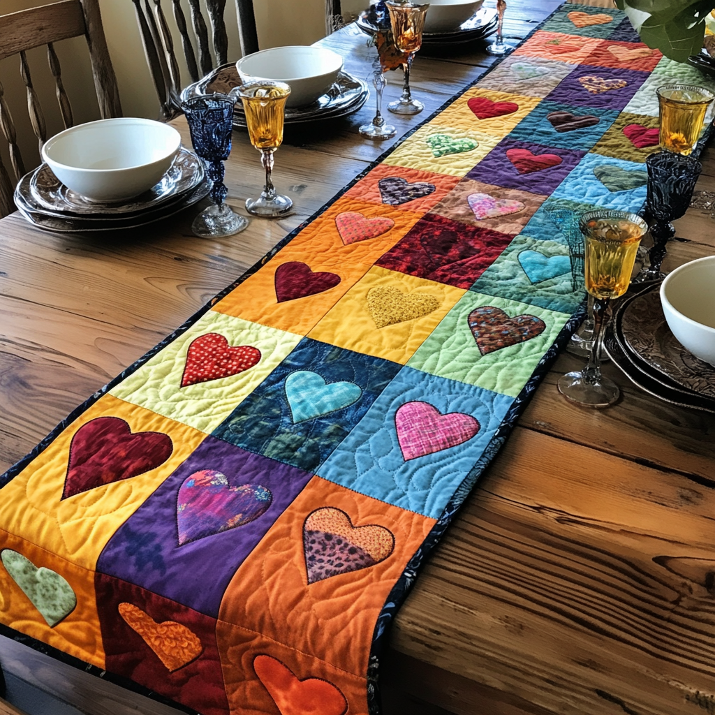 Heart DAI200125325 Quilted Table Runner