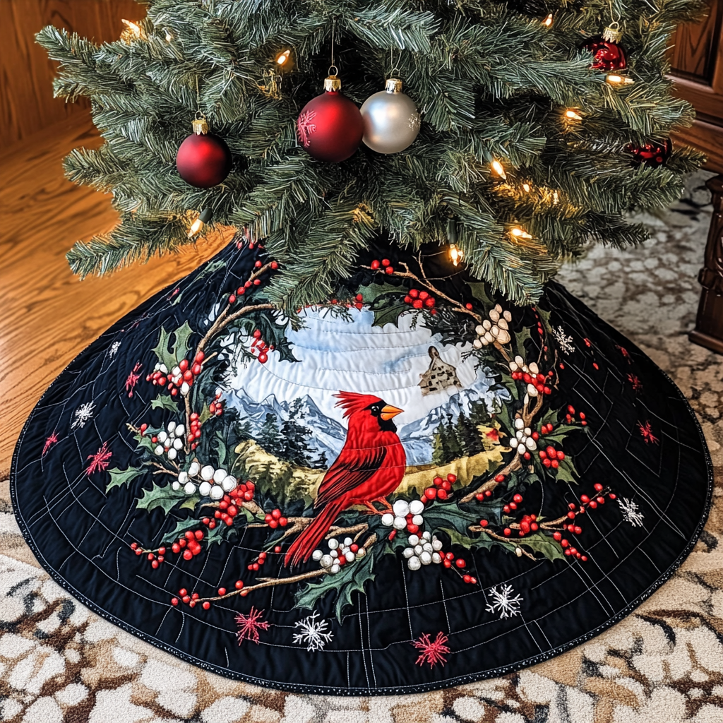 Christmas Cardinal TAI041024051 Quilted Tree Skirt