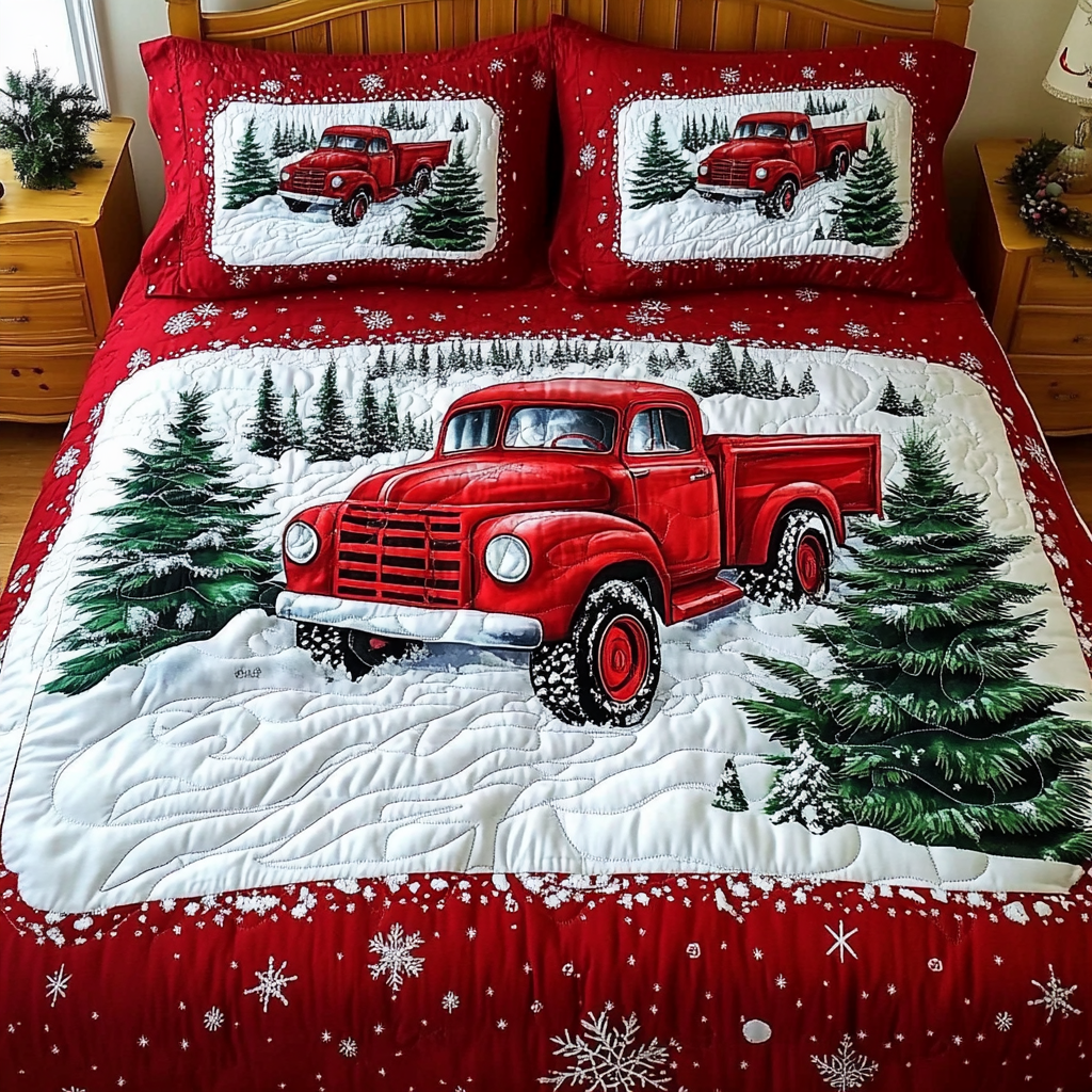 Christmas Truck TAI101224340 Quilt Bedding Set