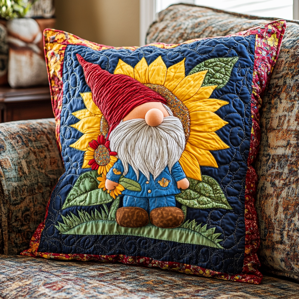 Sunflower Gnome DAI301224138 Quilted Pillow Case