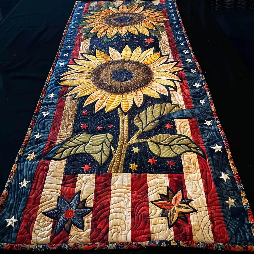 Patriotic Sunflower TAI080324085 Quilted Table Runner