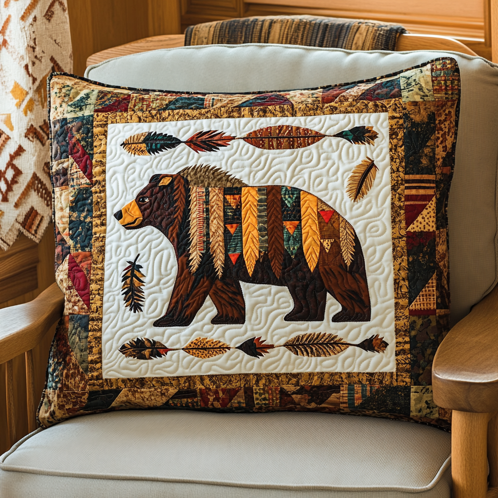 Native American Bear DAI301224160 Quilted Pillow Case