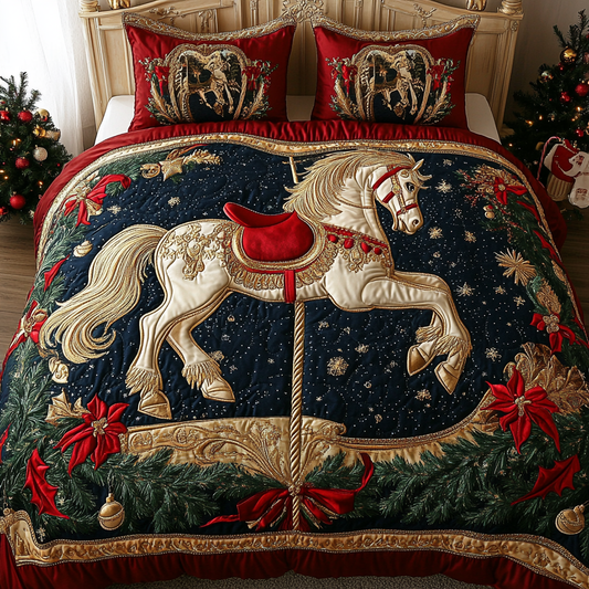 Christmas Carousel Horse TAI101224363 Quilt Bedding Set