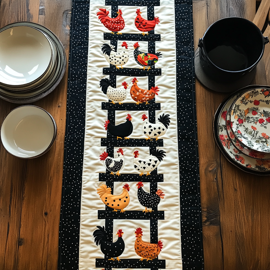 Chicken TAI041024370 Quilted Table Runner