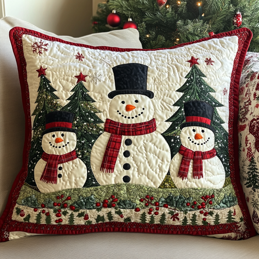 Christmas Snowman TAI141124456 Quilted Pillow Case