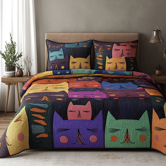 Abstract Cat TAI111124015 Quilt Bedding Set