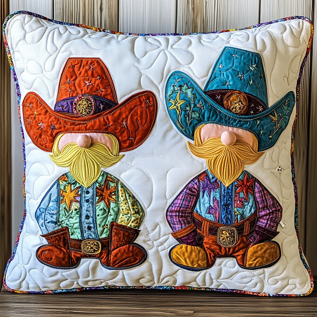 Cowboy Gnome DAI241224090 Quilted Pillow Case