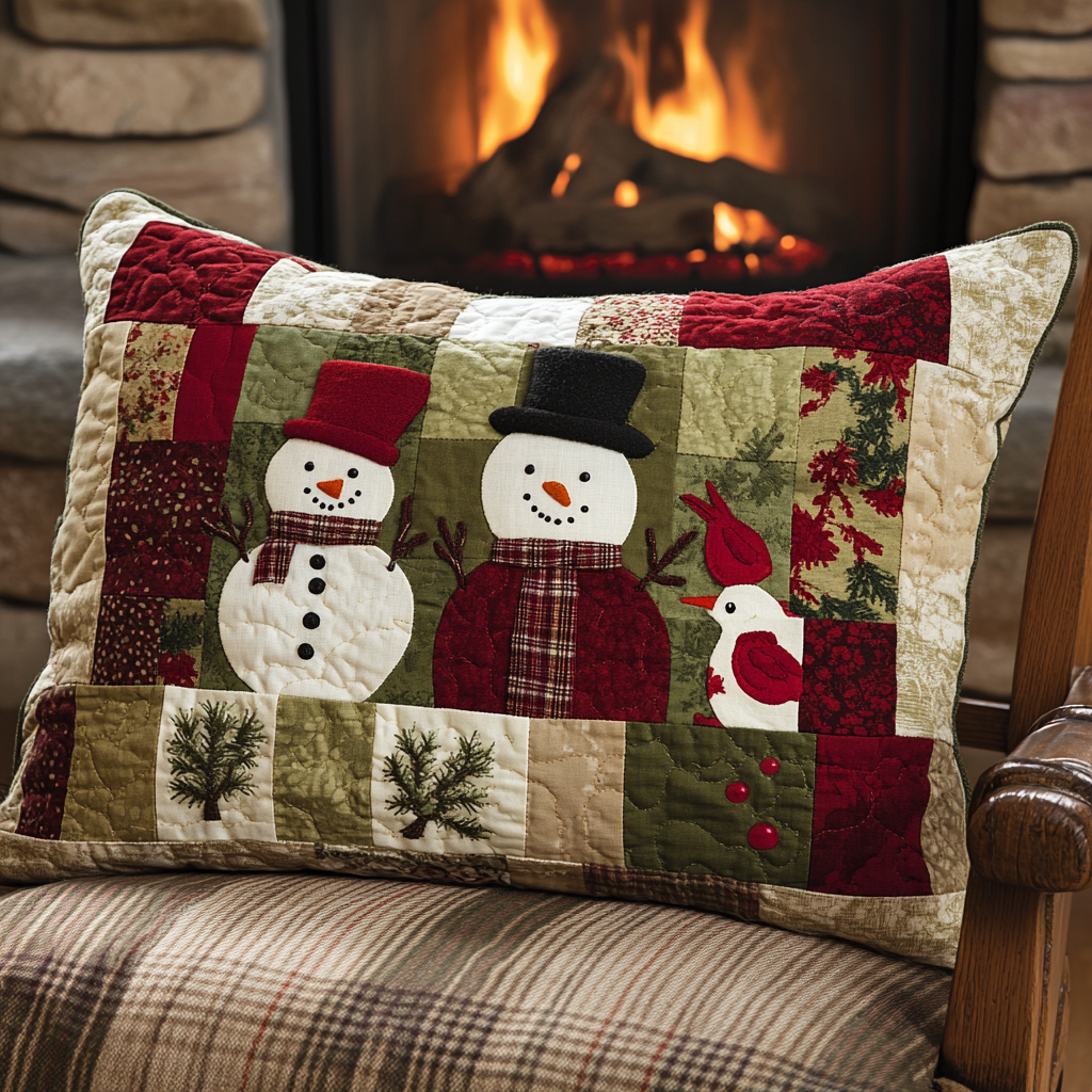 Christmas Snowman TAI181024447 Quilted Pillow Case