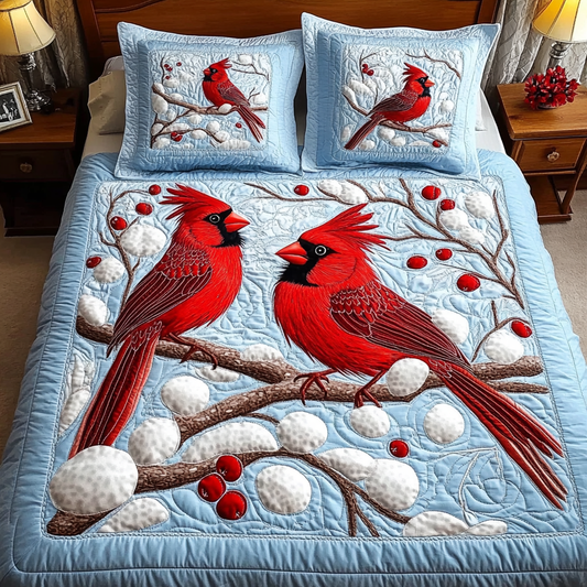 Winter Cardinal TAI201124148 Quilt Bedding Set