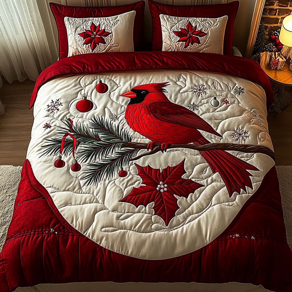 Christmas Cardinal TAI201124246 Quilt Bedding Set