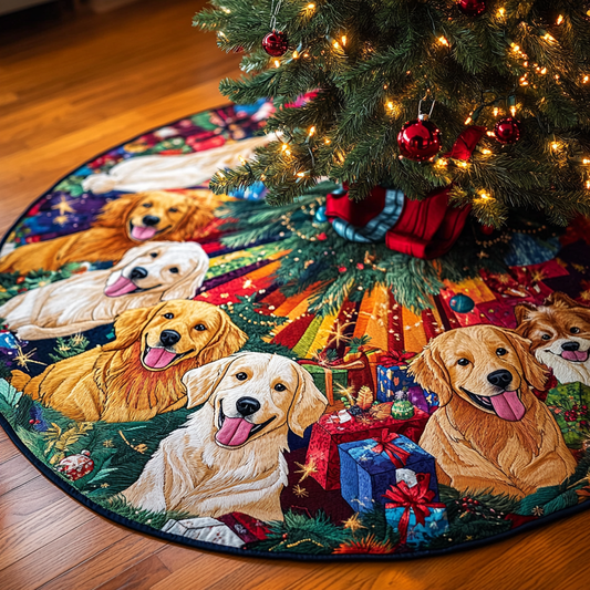 Christmas Golden Retriever TAI091024349 Quilted Tree Skirt